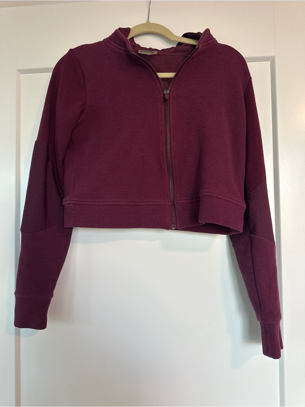Gymshark Women's Cropped Zip Hoodie in Burgundy